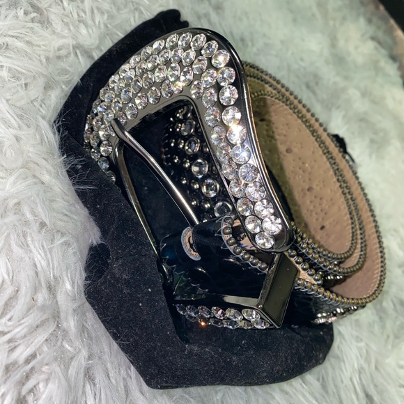 Size 38 simon belt clear ice crystal black